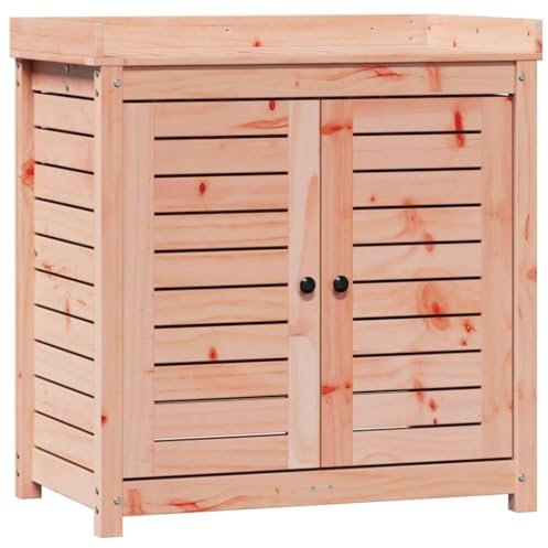 vidaXL Potting Bench Table with Storage Cabinet - 82.5x50x86.5 cm Solid Douglas Wood Workstation for Garden, Patio, Greenhouse