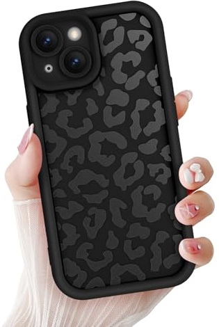 Newseego Kompatibel für iPhone 15 Hülle Niedliches Leopardenmuster Ästhetisch Stilvoll Handyhülle iPhone 15 für Mädchen Frauen, Ultradünn Flexibel TPU Stoßfest Bumper Schutzhülle für iPhone 15-Schwarz