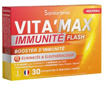 Santarome VITA'MAX - Booster Effervescent Caféine & Taurine, 20 Comprimés