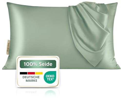 bene-sleep® Premium Seidenkissenbezug – 100 % Maulbeerseide 22 Momme | Verstärkte Nähte | Oeko-TEX Zertifiziert* | Anti-Frizz & Faltenreduzierung | hypoallergen & hautfreundlich (Grün, 40x80 cm)