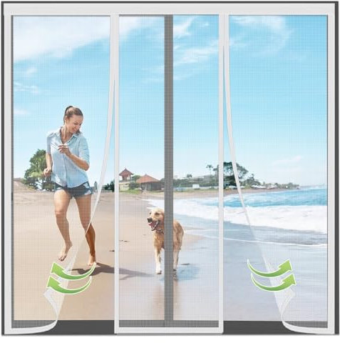 Wohnmobil-Tür-Moskitonetz 130x225cm Weiß Moskitonetz, Tür, Fenster, automatisch schließender Anti-Fliegen-Vorhang ohne Bohren für Flure, Terrassentüren