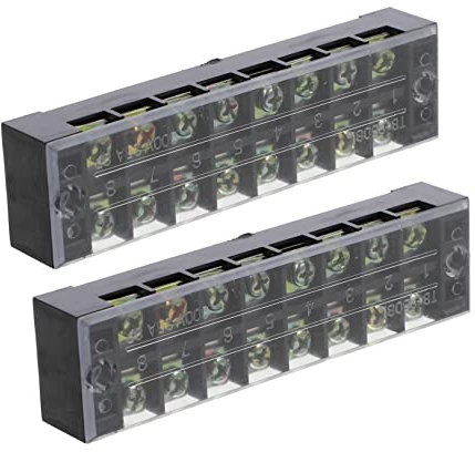 FUNOMOCYA 600v 25a Dual Row Screw Terminal Block Strip 2-piece Pre-insulated Barrier Terminal Connectors for Electrical Wiring