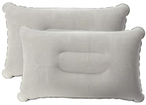 EIHI Almohada Inflable De Viaje Suave para El Cuello - Accesorios para Acampar y Dormir, Cojín, Gris, 2 Piezas