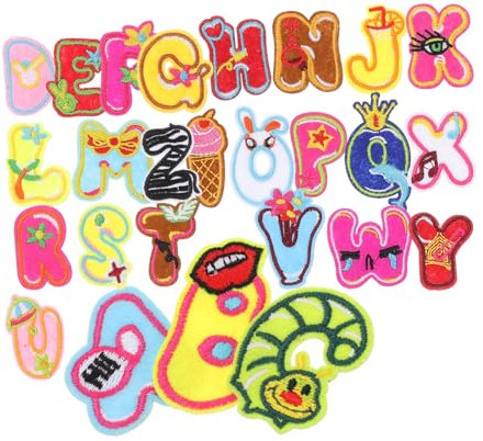 ULDIGI 26stücke Teiliges Farbige Bügelbuchstaben Patches Für Kleidung Gestickte Buchstaben Applikationen Für Mode Rucksäcke Und Accessoires A-z