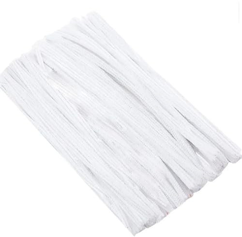 OZLCUA Pfeifenreiniger Für Bastelarbeiten 20/50/1000 Stück DIY Kind kreative Plüsch Chenille Sticks Stem Pfeifenreiniger Hand Handwerk Zubehör Basteldraht(White,200pcs)