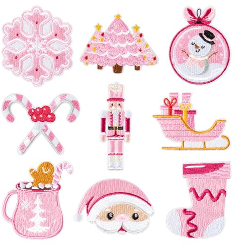 Aufnäher Weihnachtsdekoration, 9 Stück Bestickte Patches Weihnachten Weihnachtsmann Applikationen Patches für Kinder Rucksäcke Kleidung Jeans