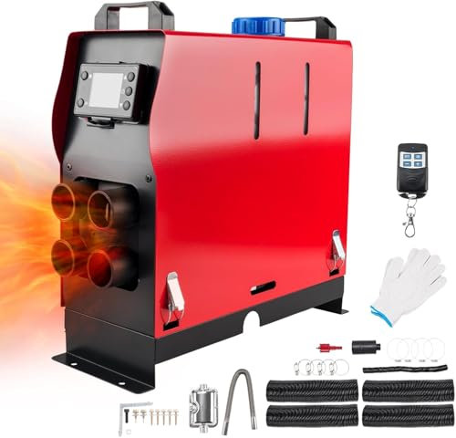 QWBDNMQP Diesel-Luftheizung, Standheizung, 5 kW, 12 V, All-in-One-Dieselheizung, 4 Löcher, Standheizung, Diesel-Luftheizung mit LCD-Schalter und Fernbedienung mit konstanter Temperatursteuerung