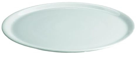 Set de 12 Assiettes plates et ovales LISA avec un léger creux sur les bords, plat à service à pâtes desserts en porcelaine blanc - diamètre 30 x hauteur 8 cm