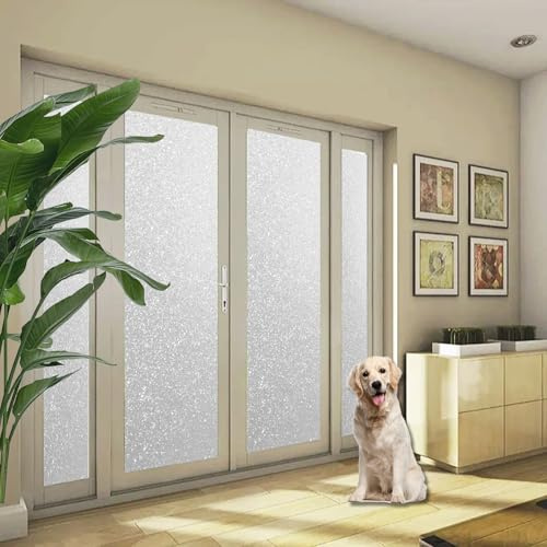 Pellicola Adesiva Trasparente 40 x 140 cm, Statica Protezione Traslucida Privacy, Rimovibile Riutilizzabile, Anti Uv, Oscurante per Vetri Pellicola, per Ufficio Bagno, glitter opaco