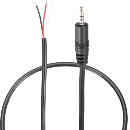 sourcing map 2.5mm Aux Cable Replacement Audio Cable Cord, 0.8ft 3 Pole Male to Bare Wire Audio Cable, Stereo Sound Audio Cable Cord for Earphones, Smart Phones, Speakers,Black 2 Pcs