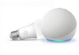 Echo Dot (Newest gen) with Alexa+, Glacier White + Philips Hue White Smart Light Bulb LED (E27), Voice-Control Smart Lighting Bundle