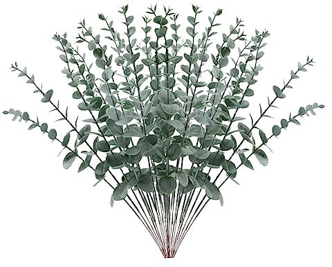 GRIRIW 24stücke Künstliche Eukalyptusstiele Blumenarrangements Dekoration Für Wohnzimmer Schlafzimmer Küche Bücherregal Schreibtisch Theke