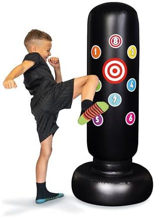 Kids Inflatable Punch Bag - Rainbow Colours Sticker Punching Bag and Kids Toys, a Free Standing Inflatable Punch Bag for Great Gifts and Presents for Active Children