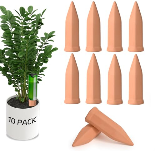 Softassilk 10Pcs Terracotta Watering Stakes for Indoor Outdoor Plants