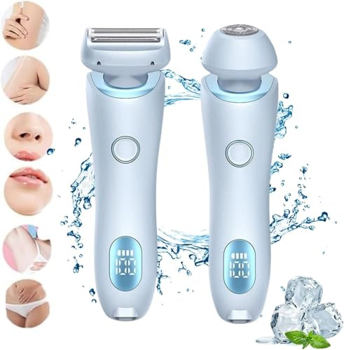 Qosigote Glisse Pro Haarentferner Boulina, Boulina Rasierer Damen, Rasierer Damen Intimbereich Elektrisch, Kabelloser Ubs Nass/Trocken Epilierer Für Gesicht Bikini Beine Arme Körper (Blue)