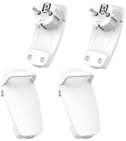 Flacher Schukostecker 4 Stück, europäischer Stecker platzsparend IP20 250 V 16 A, flacher Stecker mit klappbarem Griff, Schuko-Stecker für Kabel mit Querschnitt 1,5 mm²