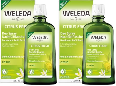 WELEDA Bio Deodorant CITRUS FRESH Nachfüllflasche - natürlich frisches Naturkosmetik Deo mit ätherischen Ölen, wirkt desodorierend ohne Poren zu verschließen, ohne Aluminiumsalze (1 x 200 ml)