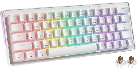 abucow 60 % mekaniskt speltangentbord brun strömbrytare trådbundet kompakt tangentbord med RGB-bakgrundsbelysning anti-ghosting no-konflikt 63 utbytbara tangenter ergonomisk design för Windows/Mac