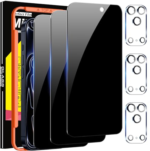 Milomdoi 3 Piezas Protector Pantalla para iPhone 17 Pro Max Privacidad Accesorios Antiespias Cristal Templado con 3 Pieza Protect Cámara Protector de Pantalla