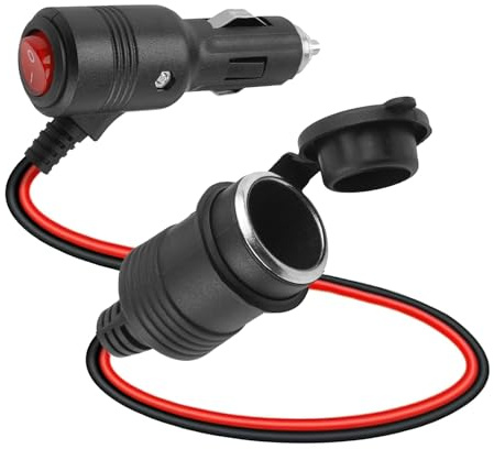 Allume Cigare avec Interrupteur 12V 24V, Allume Cigare Câble D'extension avec Fusible 15A, 16 AWG Extension Du Câble de Voiture Allume Cigare Prise Pour Moto Bateau Voiture Camion (1M)