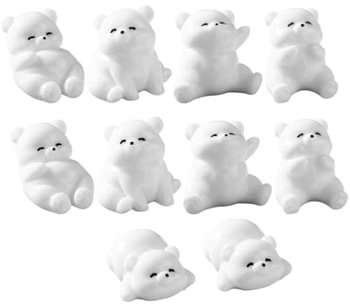 Kisangel 10 Stück Miniatur Bärenfiguren Aus Harz Kleine Eisbären Deko Für Garten Puppenhaus Und Landschaftsdesign Detailreiche Mini Bärenstatuen Zur Gartendekoration