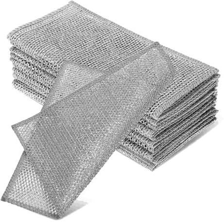 TreeTribe 6 Double-Layer Wire Dishwashing Cloths, Non-Scratch, 20 x 20cm | wet and dry cleaning cloths, double-layer wire design, non-scratch, for cookware sinks and stove tops