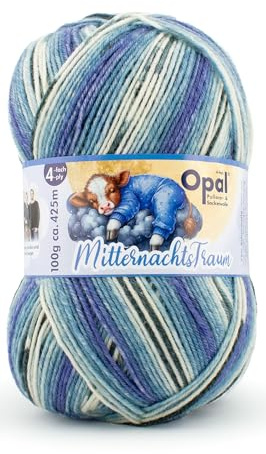 Opal Mitternachtstraum Sockenwolle, 4-fach, 75% Schurwolle Superwash, 25% Polyamid, 100g, 425m Lauflänge, für Strickprojekte, Nadelstärke 2,5-3,0mm (11645 Sonnenbaden)