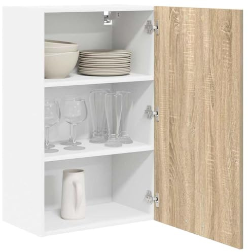 vidaXL Hängeschrank Sonoma-Eiche und Weiß 50 x 31 x 80 cm