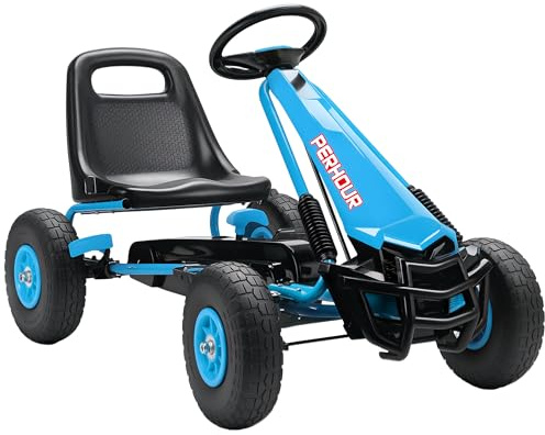 AIYAPLAY Gokart, auto a pedale con freno a mano, sedile regolabile, marcia avanti e indietro, pedale, veicolo per bambini con pneumatici EVA, frizione manuale, veicolo a pedale per bambini 3-8 anni
