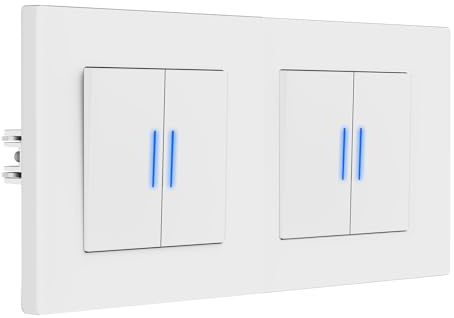BSEED Lichtschalter Unterputz mit Krallen, Doppelt 2 Fach 2 Wege Wechselschalter mit LED Kontrollleuchte, Wandschalter mit Matt PC Rahmen, Modern Schalter, 157 * 86mm, Weiß