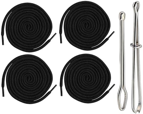 4 stycken snöre för joggingbyxor, 140 cm, huvband, svart med dragnål och spänne, bomull, polyester, ersättningssnöre, snörband för huvtröja, sportbyxor, shorts, fickor, gör-det-själv sömnadstillbehör