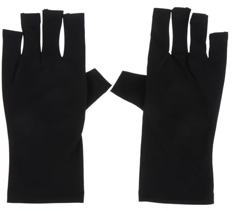 POPETPOP 2pcs Black Half-Finger UV Shield Nail Gloves Gel Manicure Protector Anti-uv Outdoor Hand Gloves for Nail Art and Sun Protection