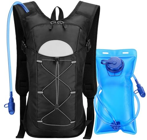 Lomffy Fahrradrucksack mit Trinkblase 2L, Fahrrad-Trinkrucksack Trinkrucksack Laufen für Damen Herren Isolierter Wasserdicht Sportrucksack Wasserdicht Sportrucksack für Radfahren