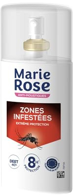MARIE ROSE Anti-Moustiques, Spray Zone Infestées, Deet 40%, 8h, 100ml | Répulsif, Actif Puissant, Protège, A Partir de 13 ans, Marque Française