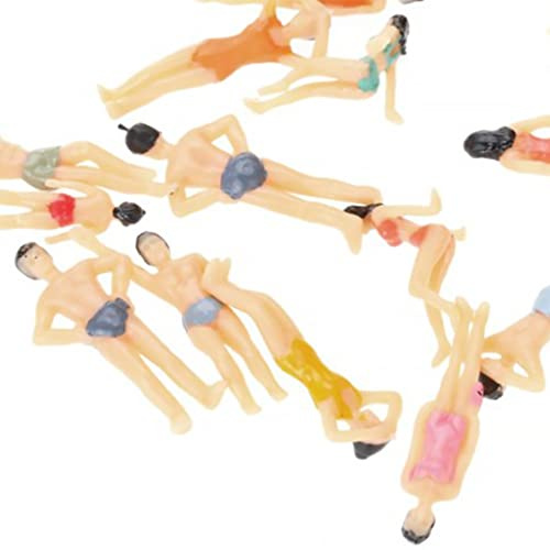 Joygoodta 20 Stück Mini-Puppen, 1:50 bemalte Strandmenschen-Modellfiguren, Messinglegierung, Kunststoff, stehende, sitzende Posen