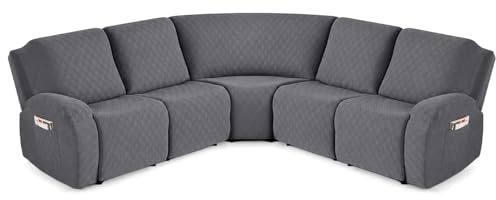 Extra Large L Shaped Sectional Couch Cover, 5 Piece Stretch Sofa Slipcover