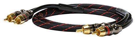 Dynavox Perfect Sound Stereo-Cinchkabel, vergoldete Kontakte, geeignet für Audio-Geräte mit Cinch-Anschlüssen wie Verstärker, CD-Player, AV-Receiver, Farbe Schwarz/Rot, Länge 1m