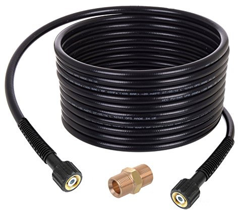 TECHKAR Tuyau d'Extension pour Nettoyeur Haute Pression - Tuyau de Rechange de 20 m - 150 Bar - Compatible avec Karcher Filetage M22x1.5 - Raccord de Tuyau et Embout Inclus