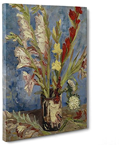 Bild auf Leinwand Canvas – Gerahmt – fertig zum Aufhängen – Van Gogh – Vase with Gladiole and China Asters – Vase mit Gladiole und Astrofotografie chinesischen Dimensione: 50x70cm A - Senza Cornice