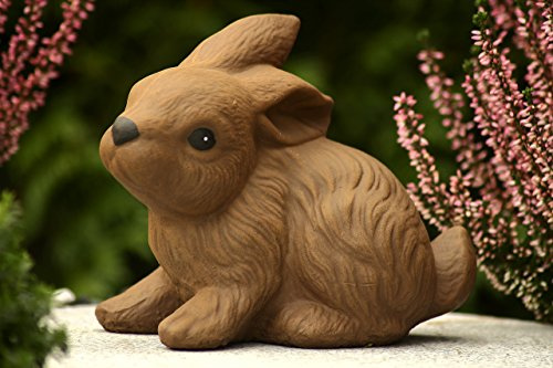 STEINFIGUREN SPICKER Steinfigur Hase Zwergkaninchen 193/2, Gartenfigur Steinguss Tierfigur Braun Patina