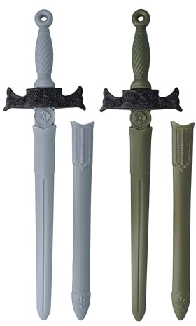Lizzy 2 x Children's Reusable Plastic Broad Toy Sword/Knight Warrior Toy Sword (62cm) 2 Assorted Colours Fancy dress Costume accessory Kids party Bookweek