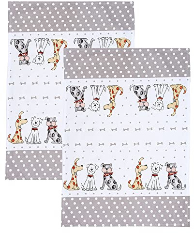 SPOTTED DOG GIFT COMPANY 2er Set Geschirrtücher Baumwolle in 50x70 cm - saugstarke und langlebige Küchentücher, Geschirrhandtücher süß Hundemotiv, Hunde Küchenzubehör, Geschenk für Hundebesitzer