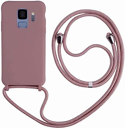 Ququcheng Kompatibel mit Samsung Galaxy S9 Hülle,Handykette Hülle Silikon Seil Necklace Handyhülle mit Kordel Tasche TPU Bumper Schutzhülle für Samsung Galaxy S9-Rosa Gold