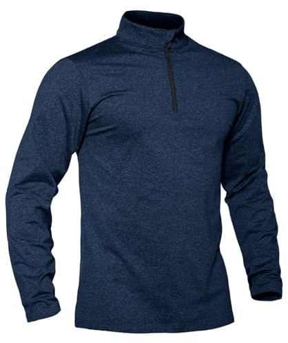 TACVASEN Pullover Herren Langarmshirt Half Zip Fleece Winterpullover Warm Atmungsaktiv Sport Sweatshirt mit Stehkargen