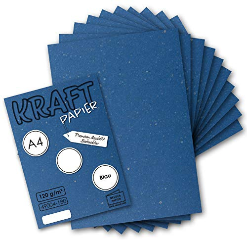 25 Blatt Vintage Kraftpapier in Blau DIN A4 120g Blaues Recycling-Papier, komplett ökologischer Brief-Bogen - Briefpapier - UmWelt by GUSTAV NEUSER