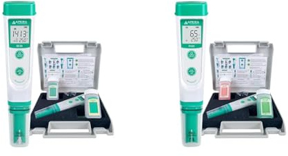 Apera Instruments EC20 EC-Meter, Leitfähigkeitsmessgerät im Taschenformat & PH20 pH-Meter, Messgerät im Taschenformat Set inkl. Kalibrierlösungen