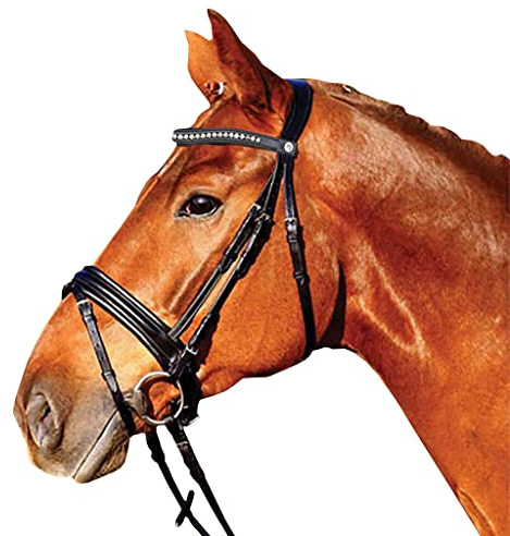 Saddles World Fancy Brown Leather White Center Pearl with Clear Crystals Browband - Full Size