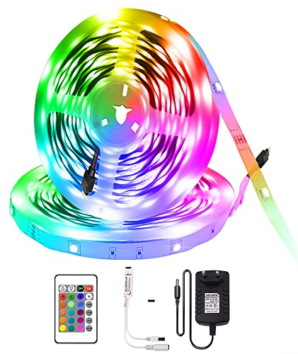 Wisada RGB LED Streifen Licht, 30M 12V 2835 Flexibler Farbwechsel LED Lichterkette,Indoor Nicht Wasserdichte RGB Lichtband mit IR Fernbedienung & Adapter für Home, TV Hintergrundbeleuchtung