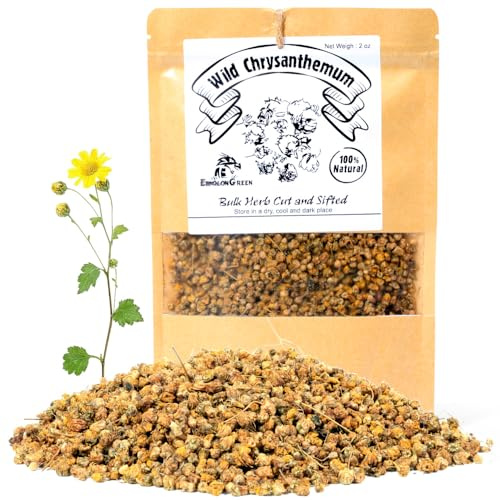 EidolonGreen Wild Chrysanthemum (Dendranthema indicum/Ye Ju Hua/野菊花/야생 국화) – 60g (2oz) Dried Whole Flowers – Traditional Botanical Tea Ingredient