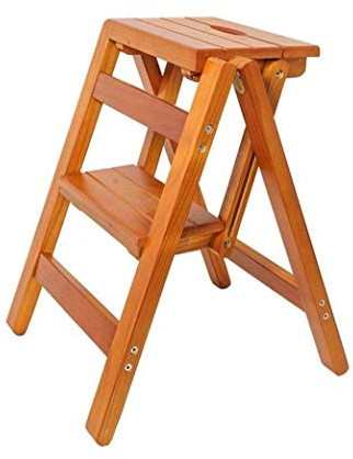 BOCbco Scalette in Legno Sgabello Pieghevole Scaletta per Libreria Sgabello Multifunzionale Sgabello da Cucina Sedia da Ufficio/a